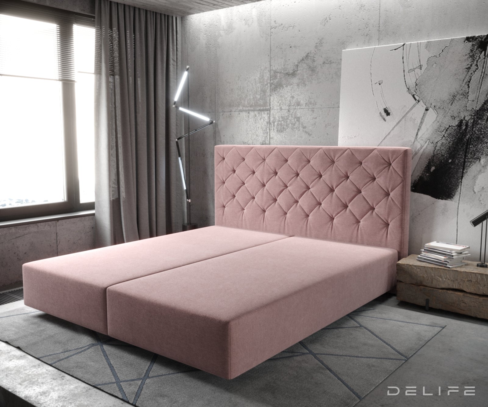 Okvir za vzmetenje Dream-Great, prešitje Chesterfield - mikrofibra