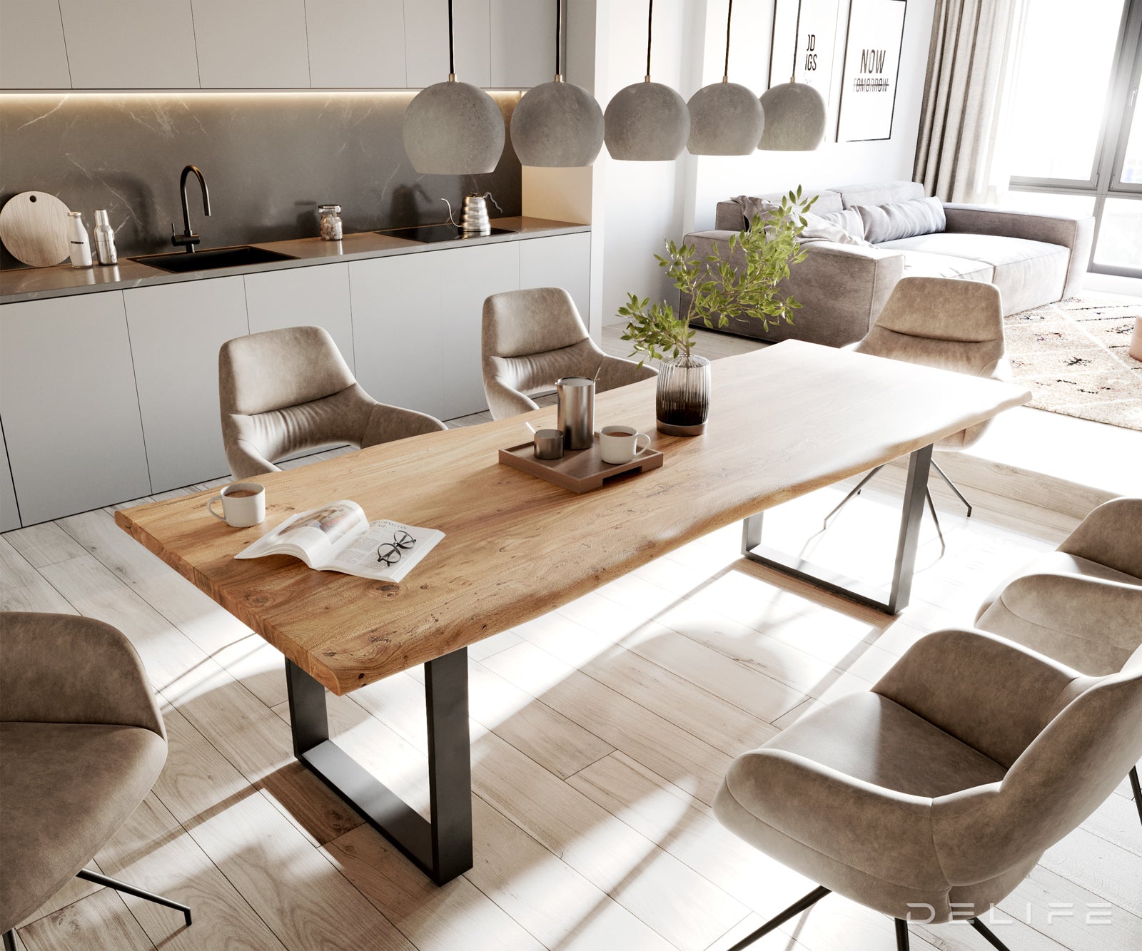 Rob jedilne mize, Material: Akacija, Debelina mizne plošče: 3,5 cm