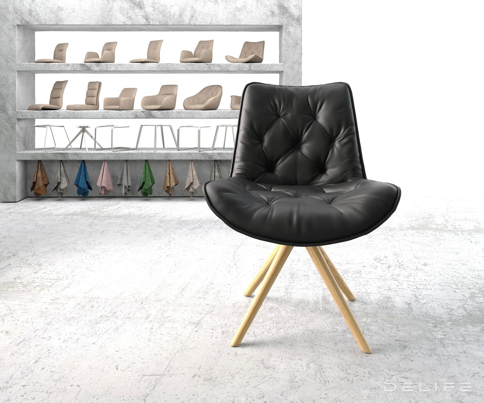 Jedilni stol Taimi, material: usnje