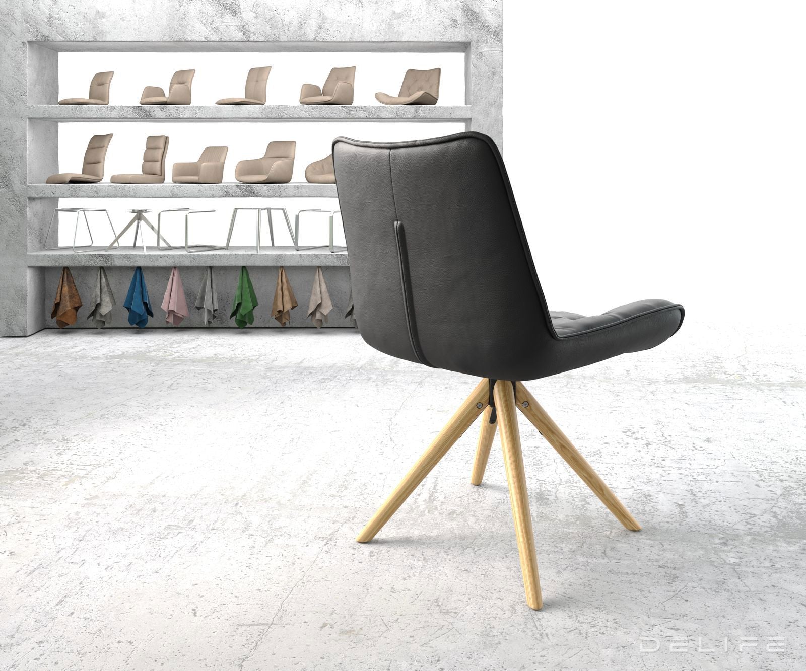 Jedilni stol Taimi, material: usnje