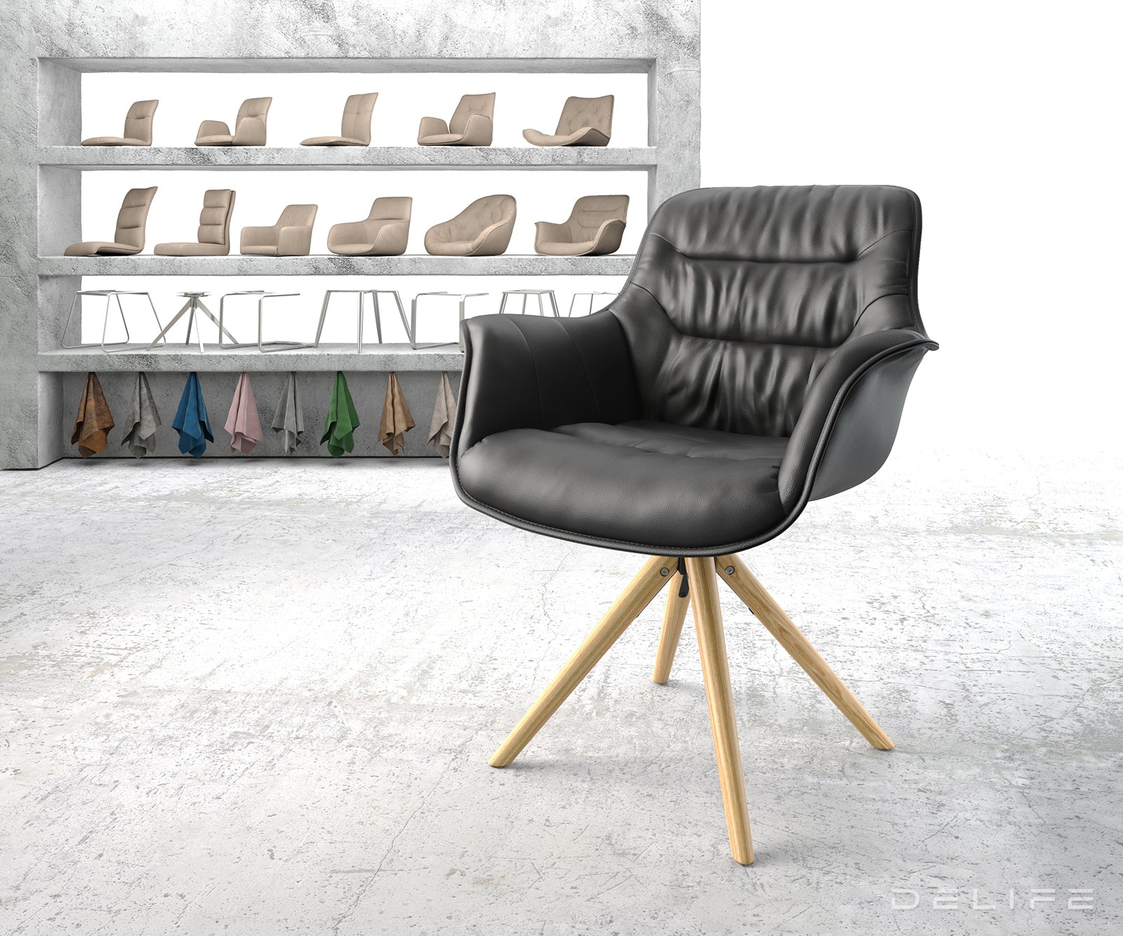 Jedilni stol Kaira, Material: Usnje