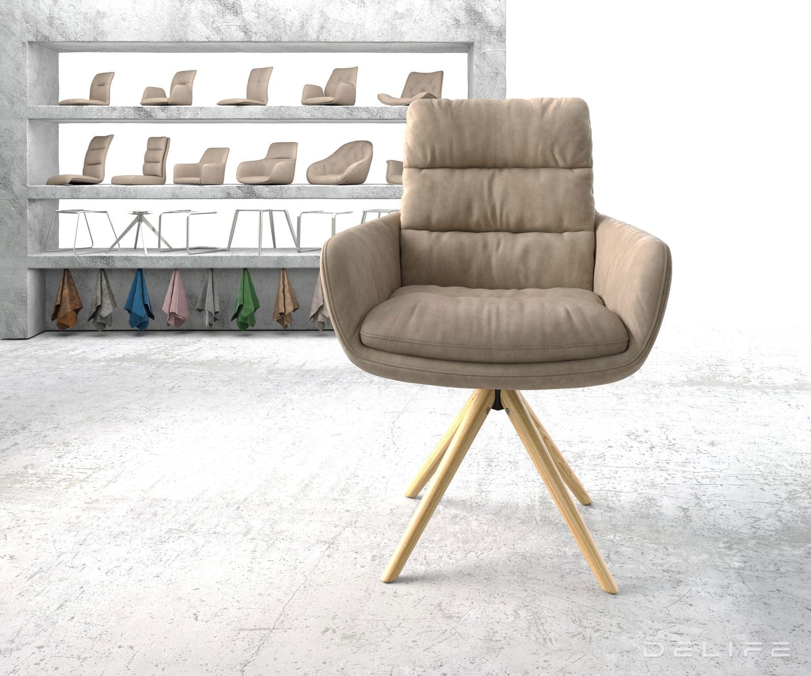 Jedilni stol Abelia z nasloni za roke, Material: Mikrofibra