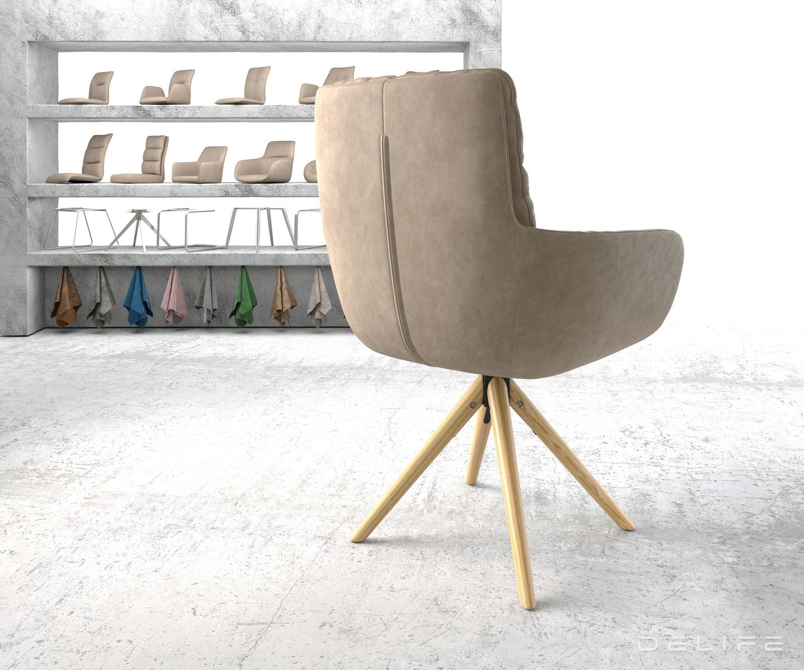 Jedilni stol Abelia z nasloni za roke, Material: Mikrofibra