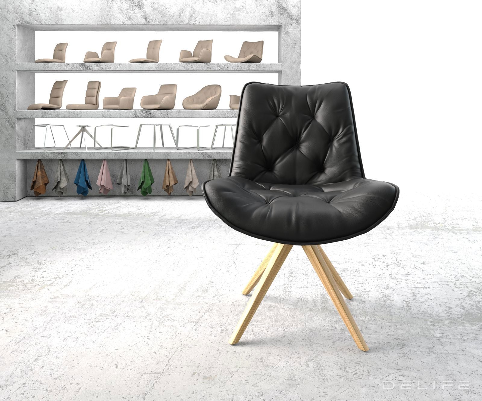 Jedilni stol Taimi, material: usnje