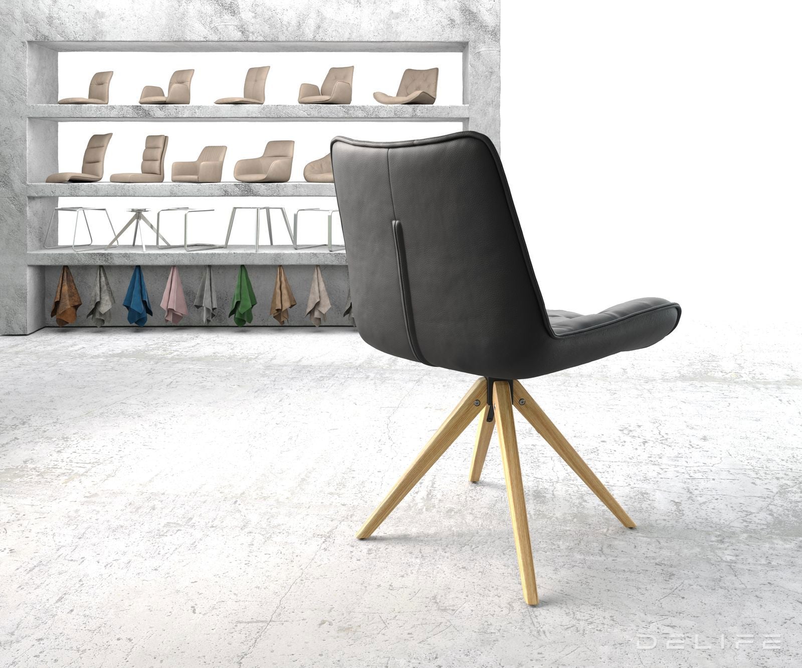 Jedilni stol Taimi, material: usnje