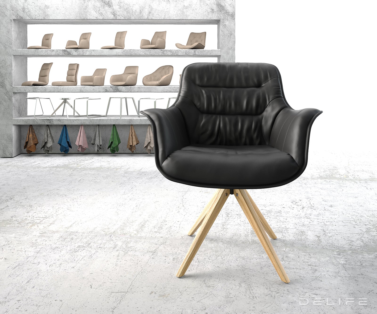 Jedilni stol Kaira, Material: Usnje