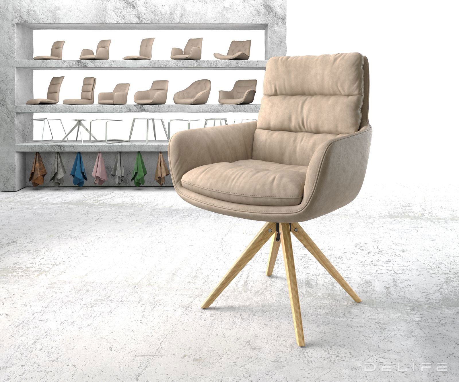 Jedilni stol Abelia z nasloni za roke, Material: Mikrofibra