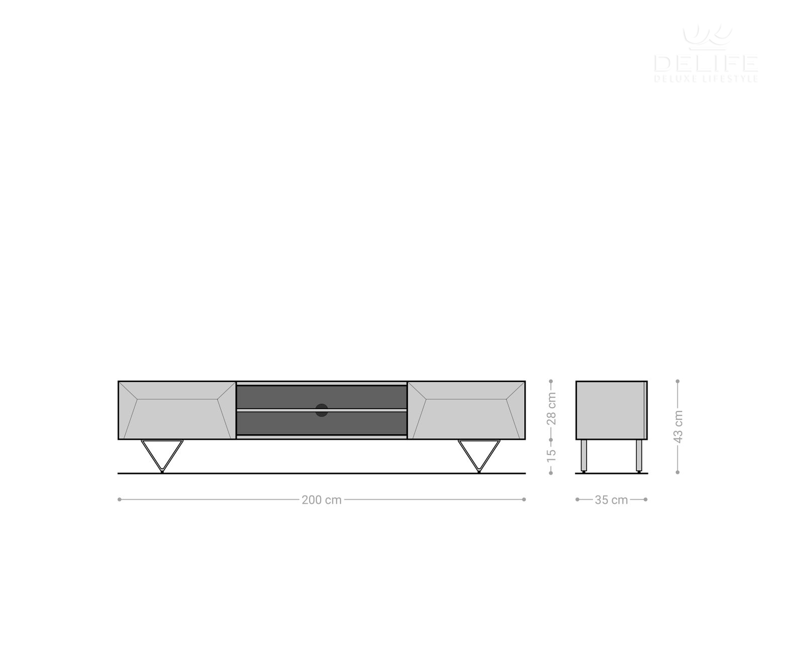 Kayu komoda 200x35cm, Material: Akacija