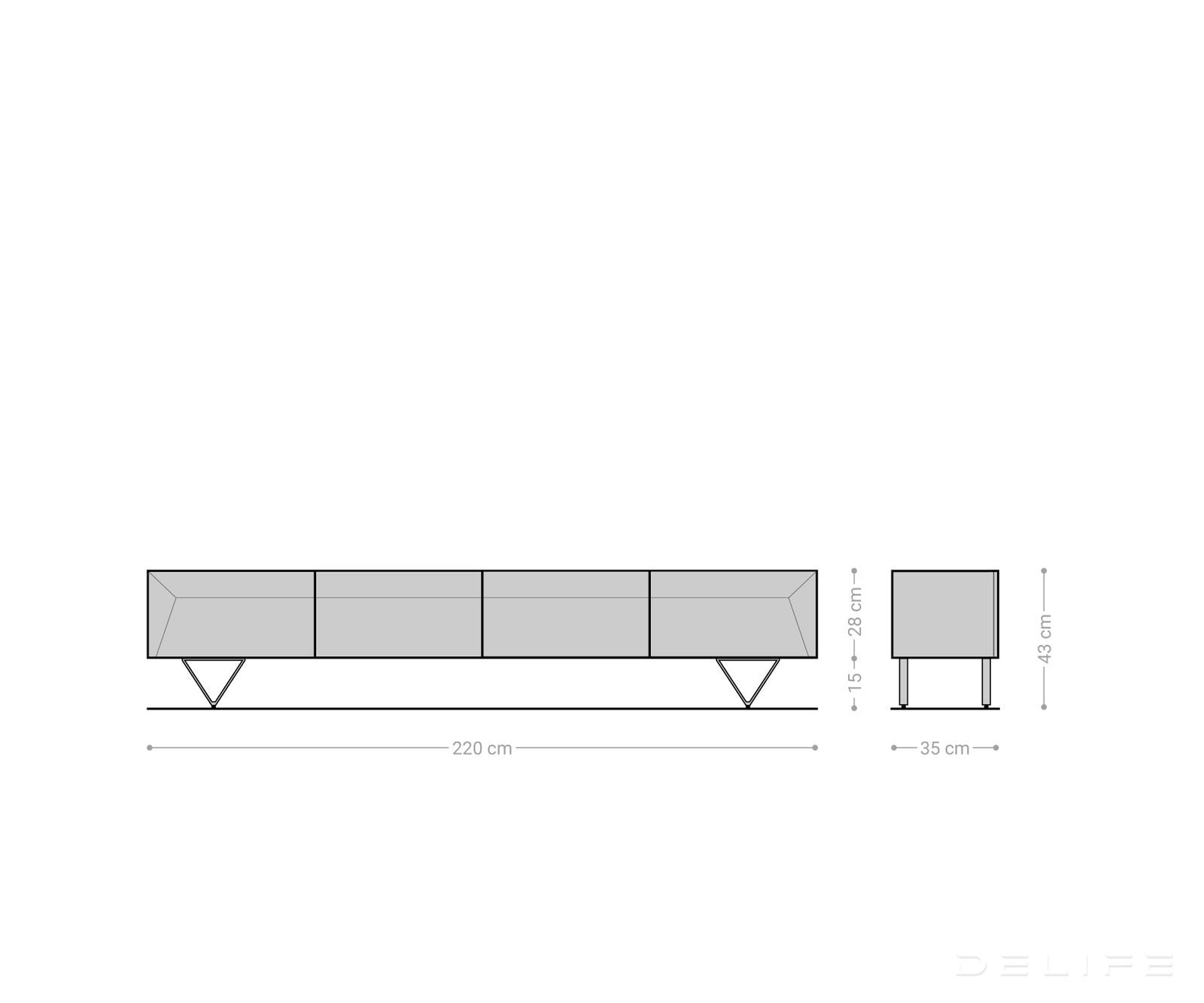 Kayu komoda 200x35cm, Material: Akacija