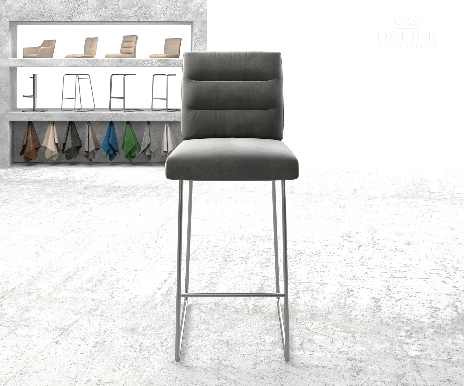 Barski stol Pela, Material: Žamet