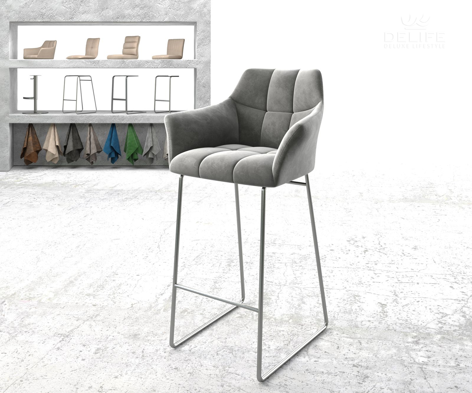 Barski stol Yulo, Material: Žamet