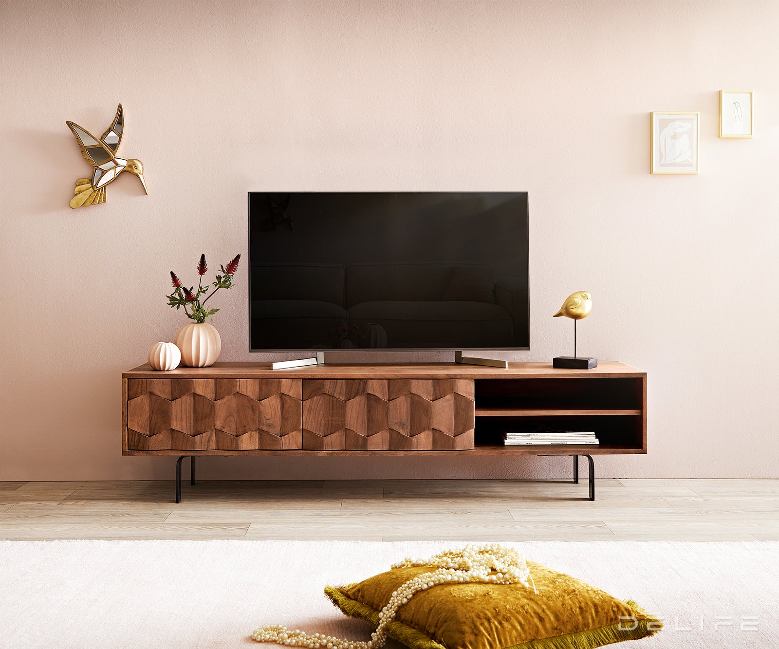 Predalnik Fevo, 2 vrata, Material: Akacija