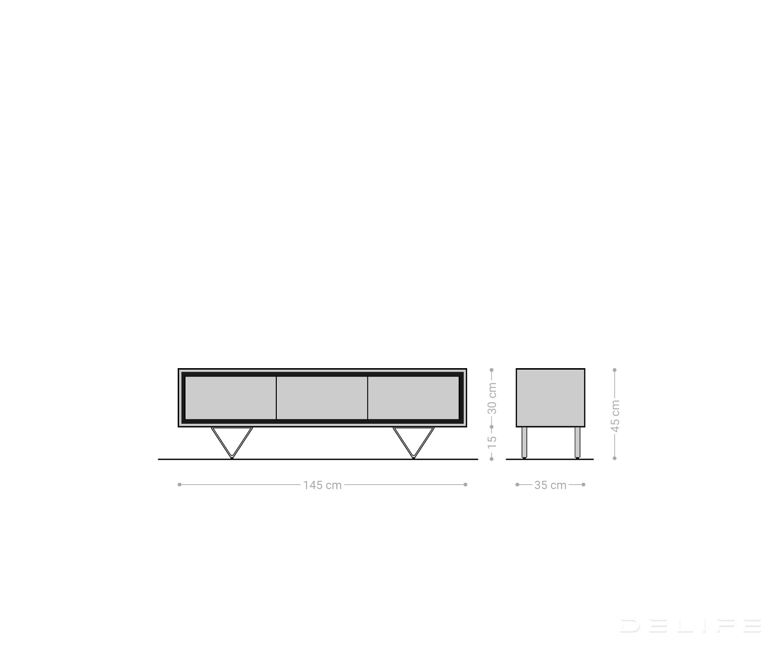 Predalnik Stonegrace 145 cm, Material: Akacija