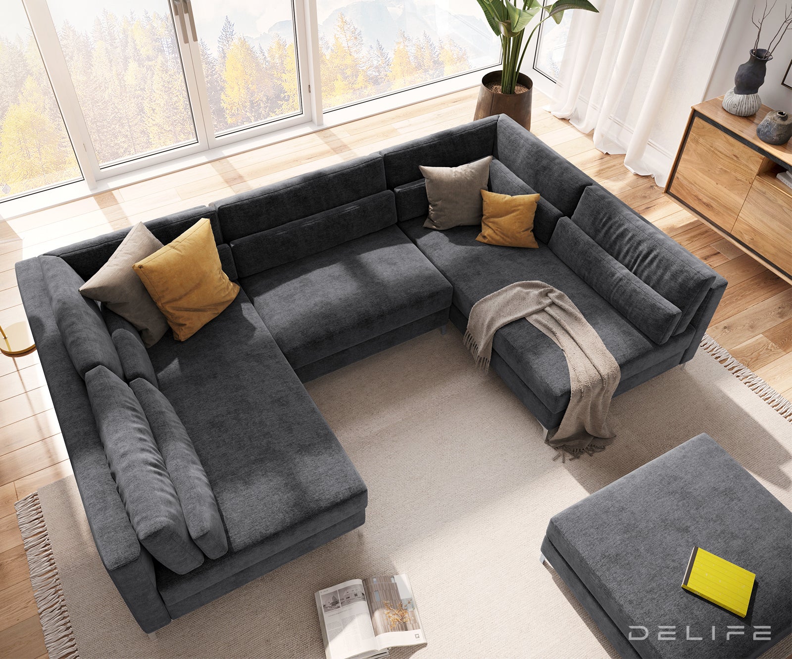 Kotna sedežna garnitura Elio 300x185cm, Material: Mikrofibra