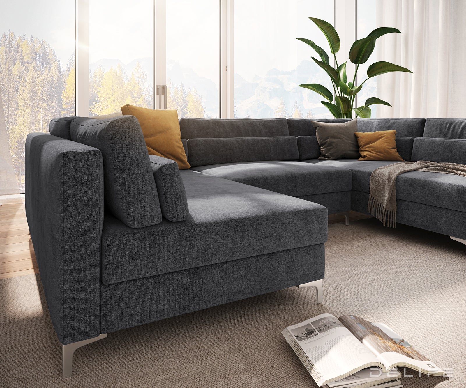 Kotna sedežna garnitura Elio 300x185cm, Material: Mikrofibra