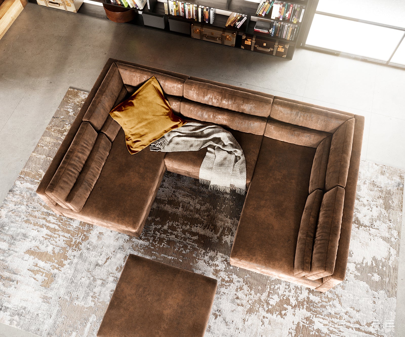 Kotna sedežna garnitura Elio 300x185cm, Material: Umetno usnje