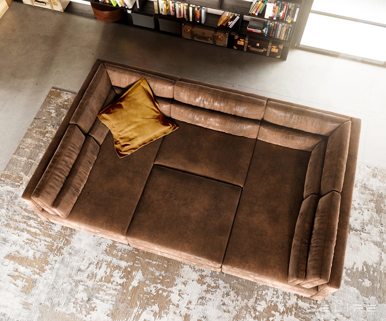 Kotna sedežna garnitura Elio 400x185cm, Material: Umetno usnje