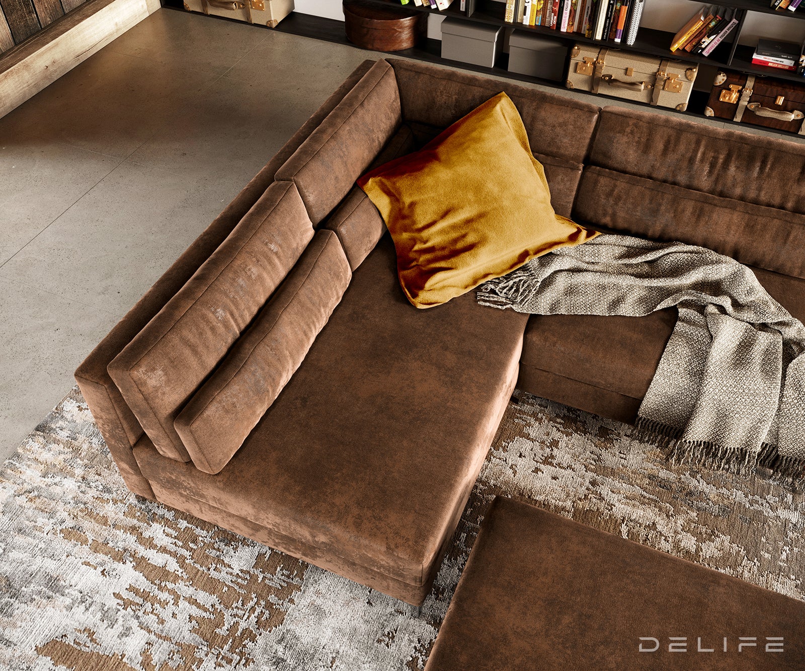 Kotna sedežna garnitura Elio 300x185cm, Material: Umetno usnje