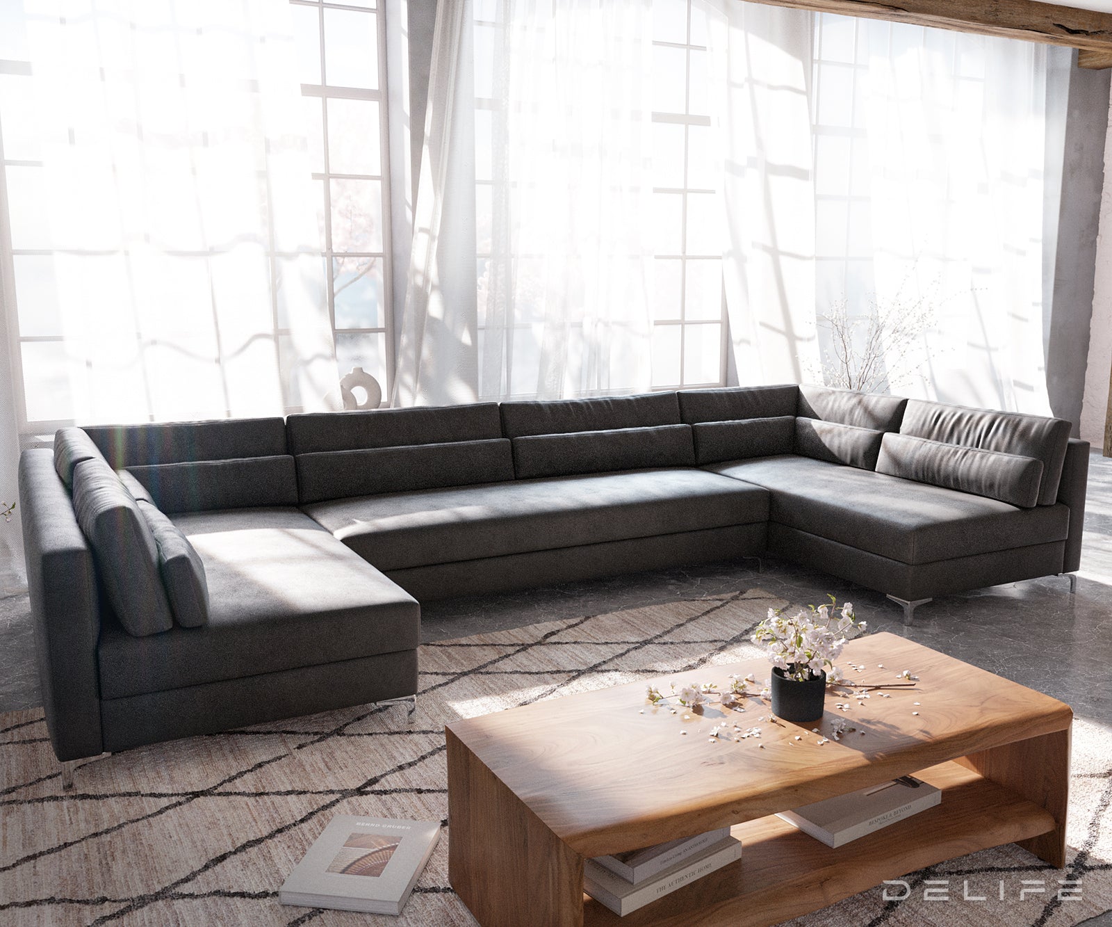 Kotna sedežna garnitura Elio 400x185cm, Material: Umetno usnje