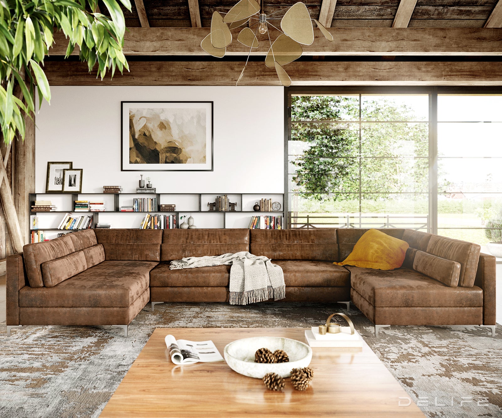 Kotna sedežna garnitura Elio 300x185cm, Material: Umetno usnje