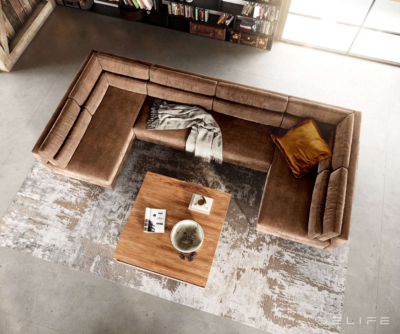 Kotna sedežna garnitura Elio 300x185cm, Material: Umetno usnje