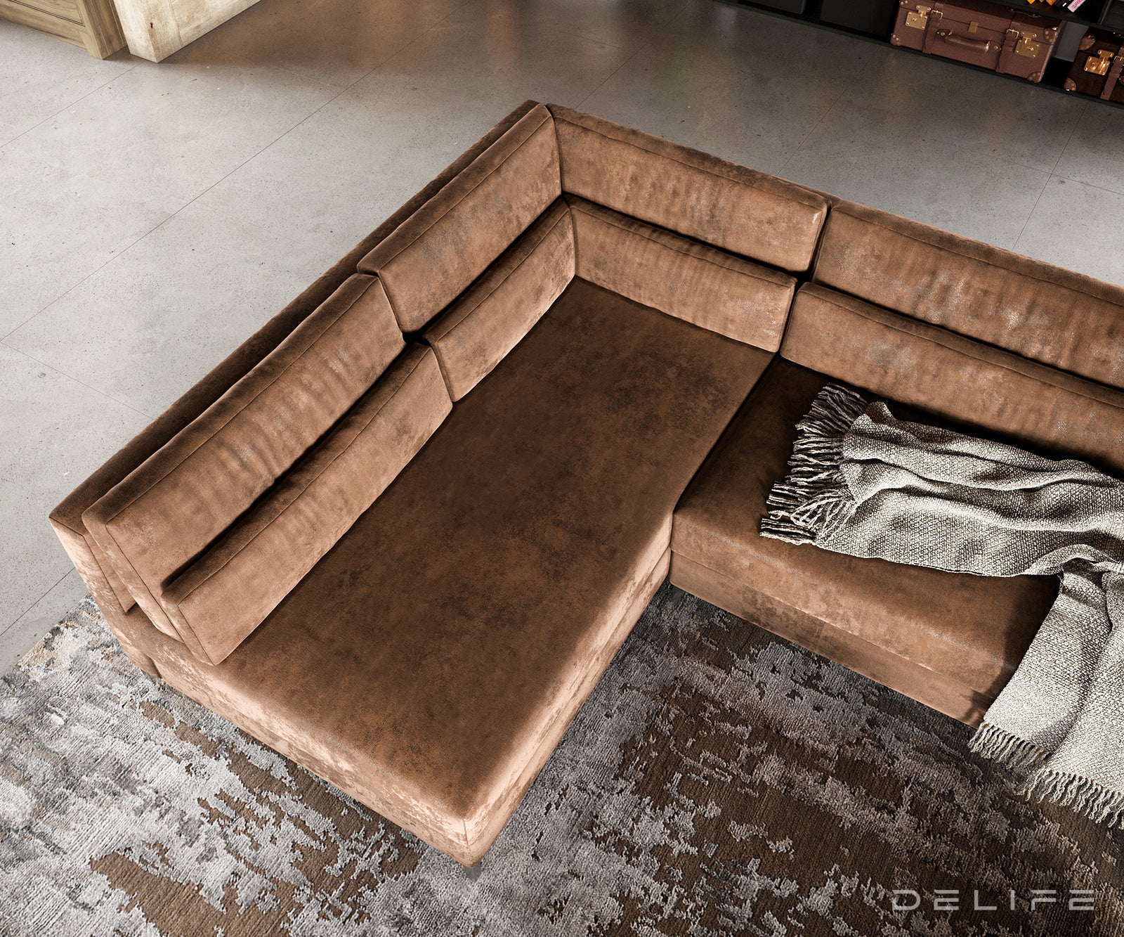 Kotna sedežna garnitura Elio 300x185cm, Material: Umetno usnje