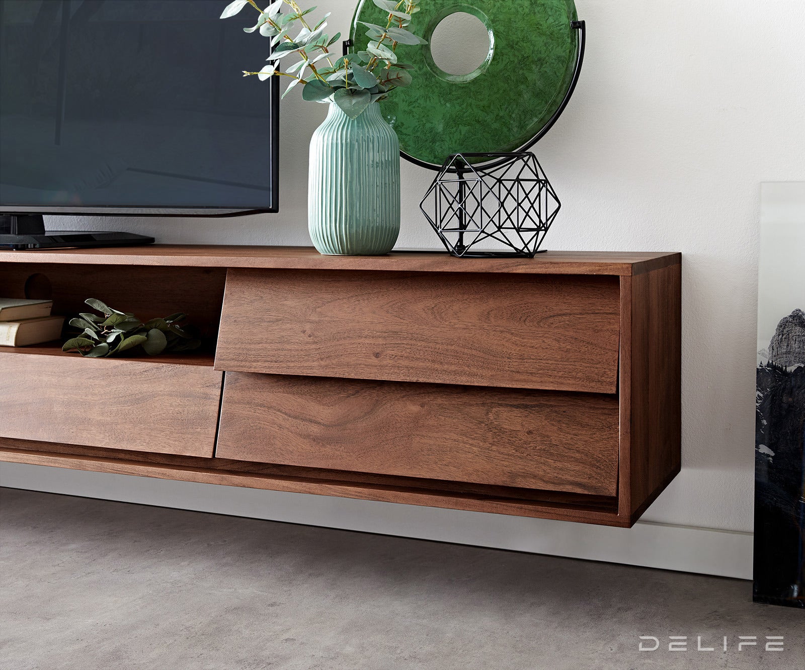 TV omarica Eloi 240x33cm, Material: akacija