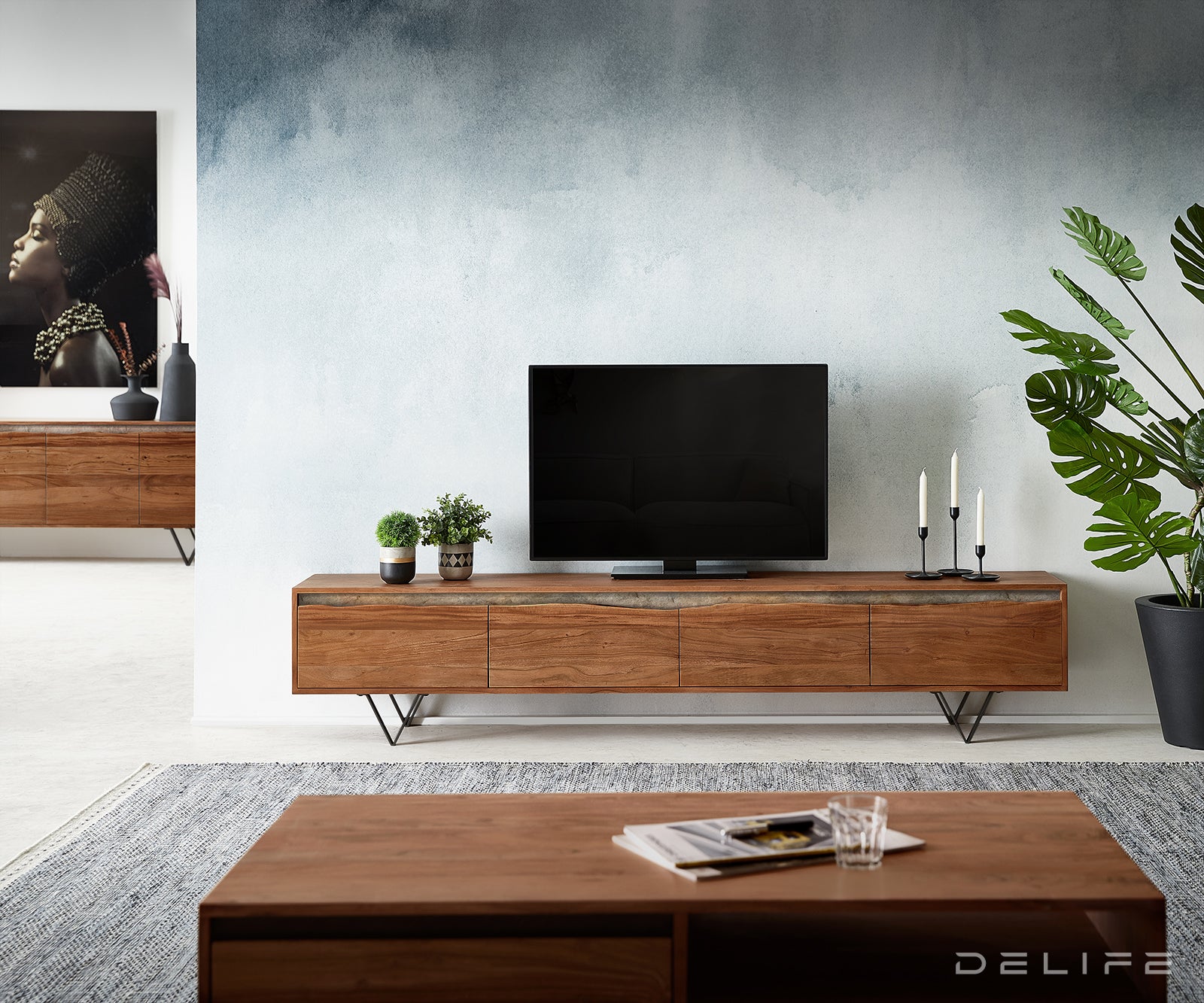 Predalnik Stonegrace 220x35cm, Material: Akacija