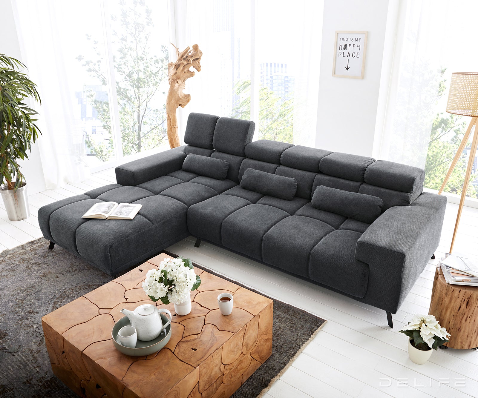 Kotna sedežna garnitura Ordino 284x200cm, Material: Mikrofibra