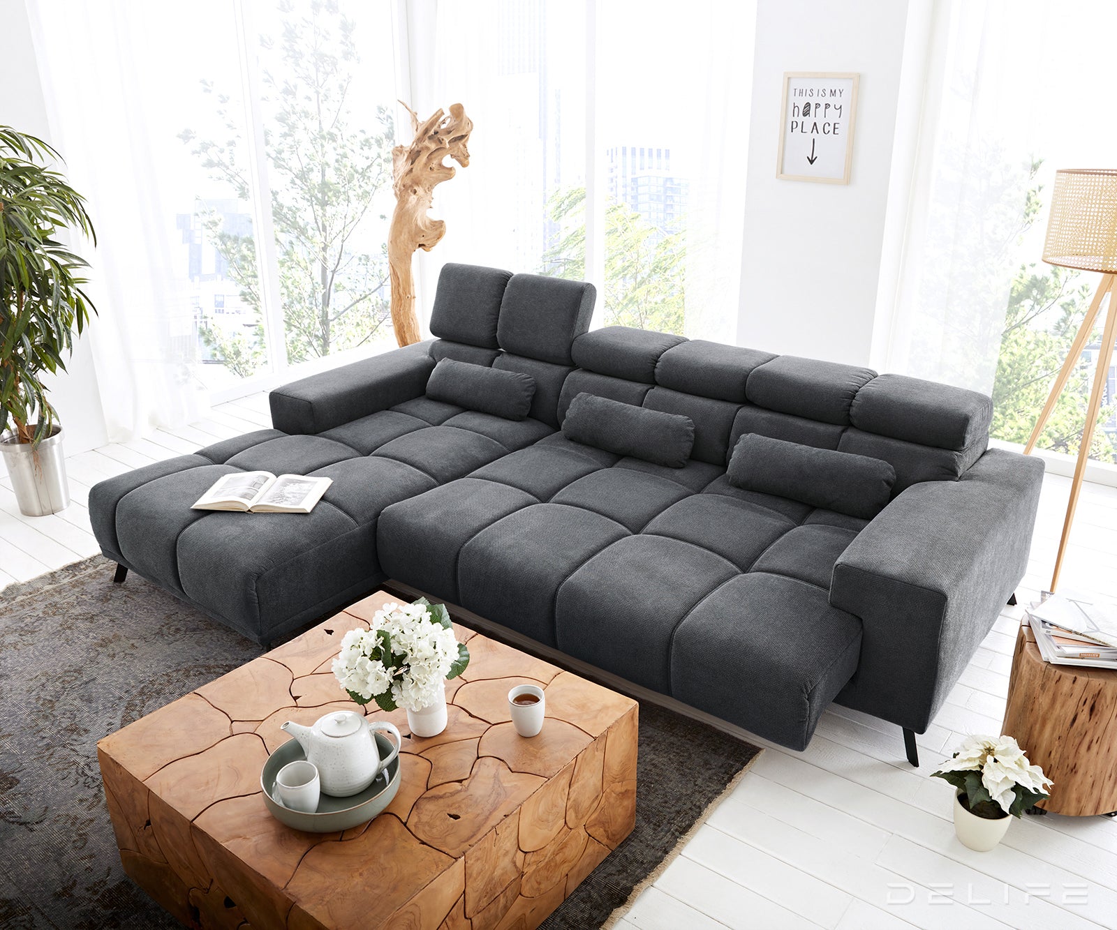 Kotna sedežna garnitura Ordino 284x200cm, Material: Mikrofibra