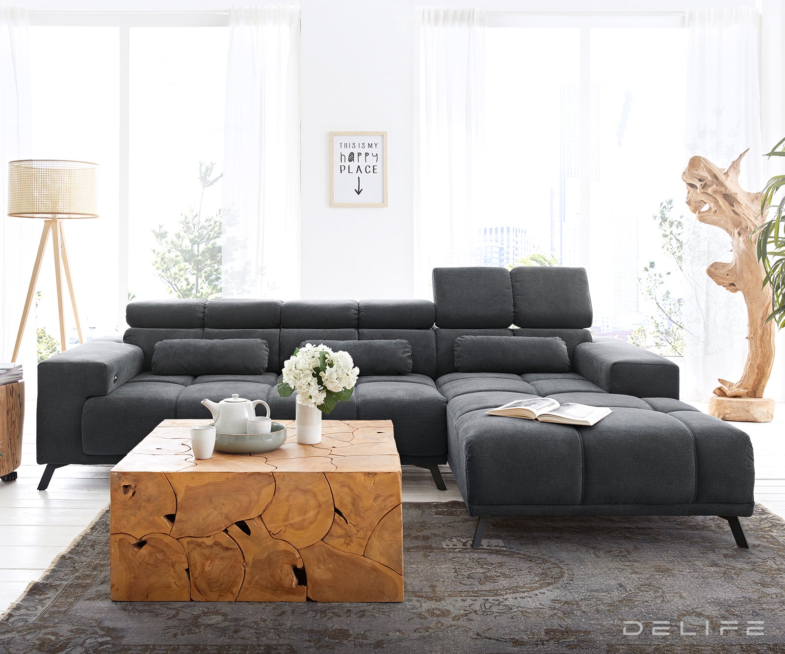 Kotna sedežna garnitura Ordino 284x200cm, Material: Mikrofibra