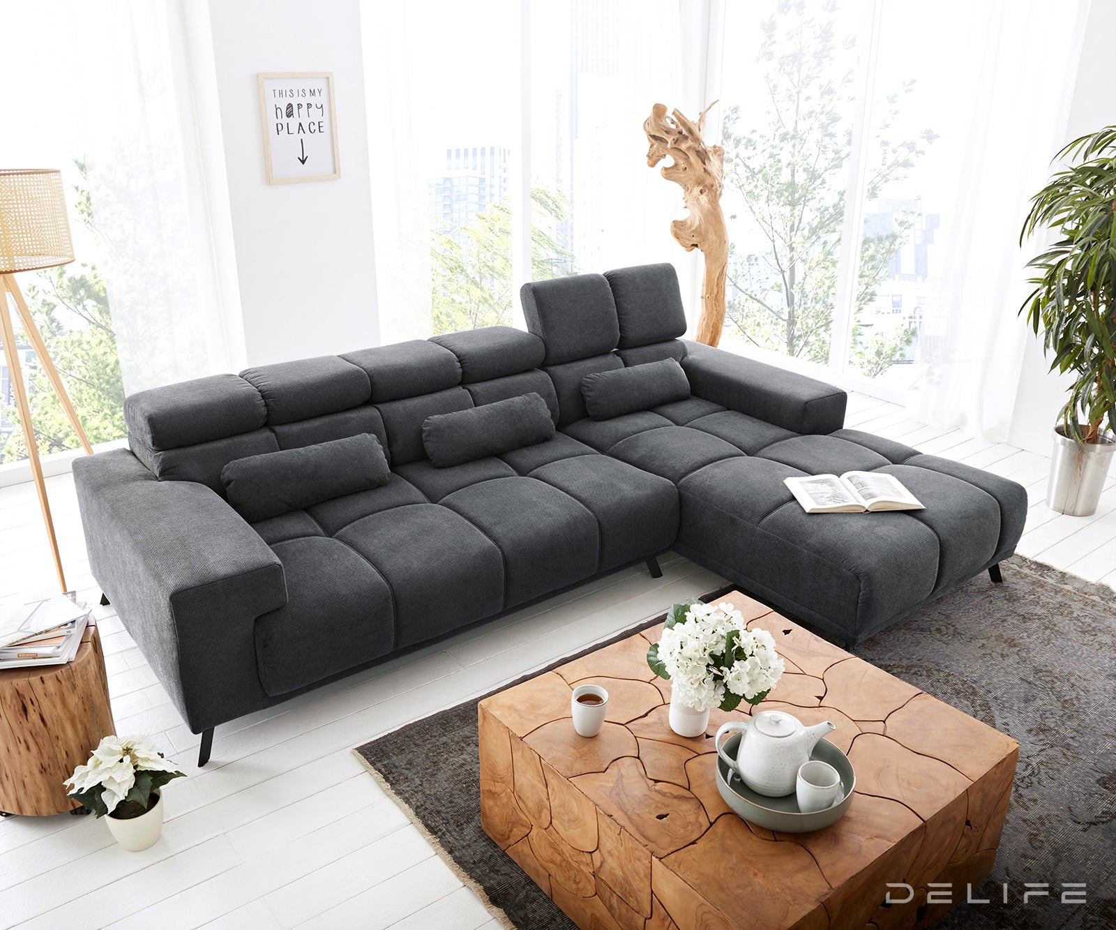 Kotna sedežna garnitura Ordino 284x200cm, Material: Mikrofibra