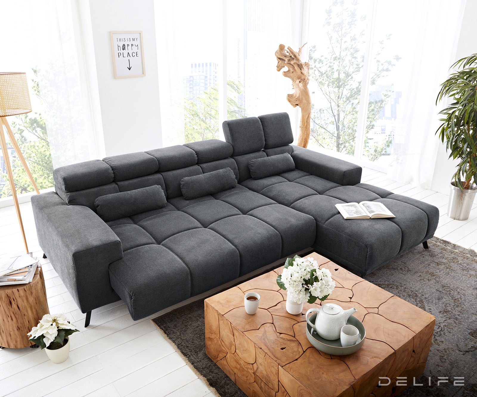 Kotna sedežna garnitura Ordino 284x200cm, Material: Mikrofibra