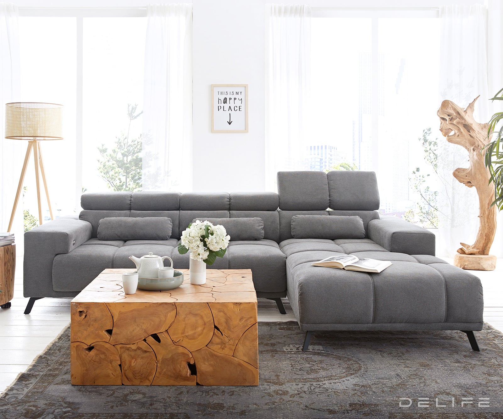 Kotna sedežna garnitura Ordino 284x200cm, Material: Mikrofibra