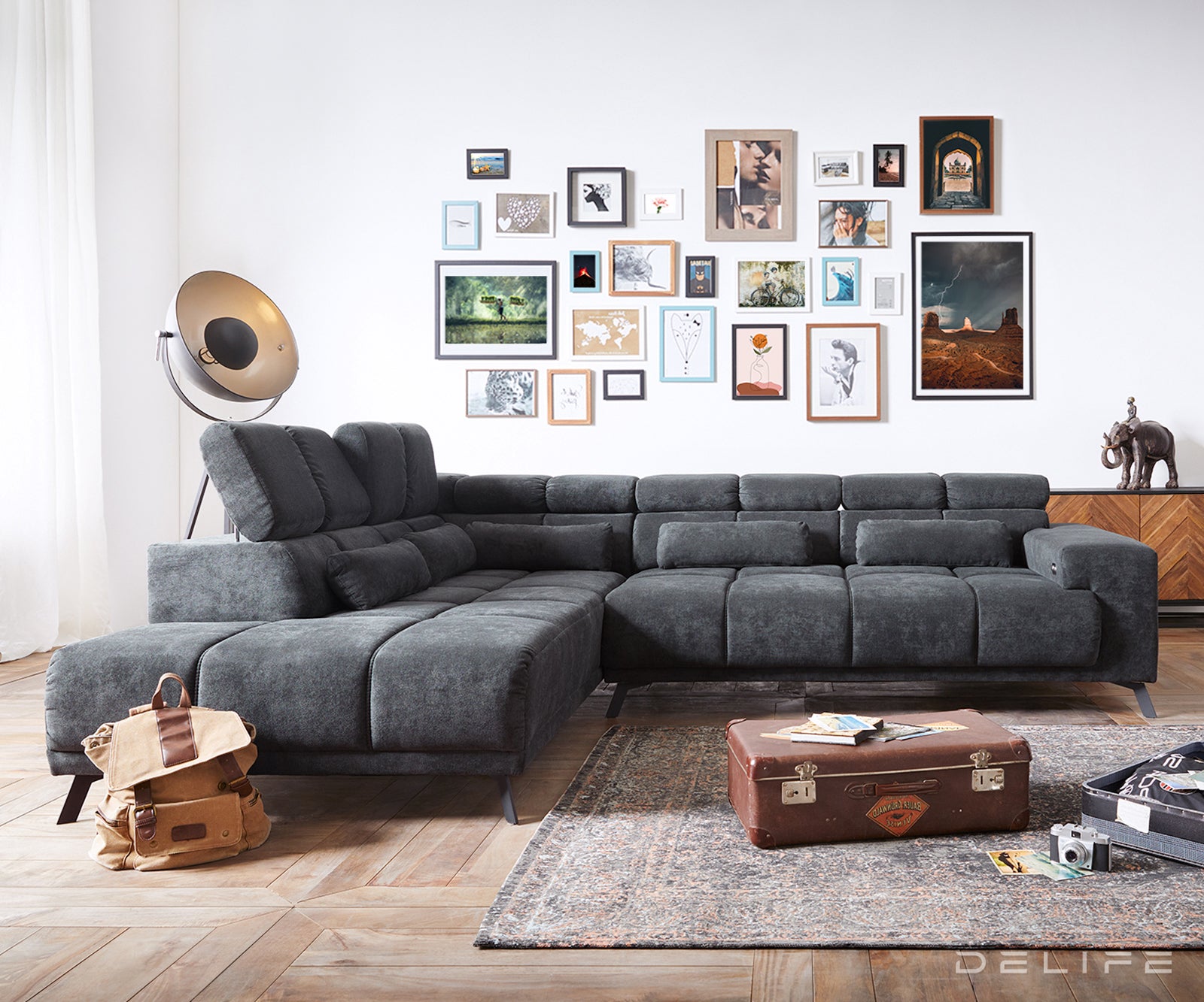 Kotna sedežna garnitura Catan 295x230cm, Material: Mikrofibra