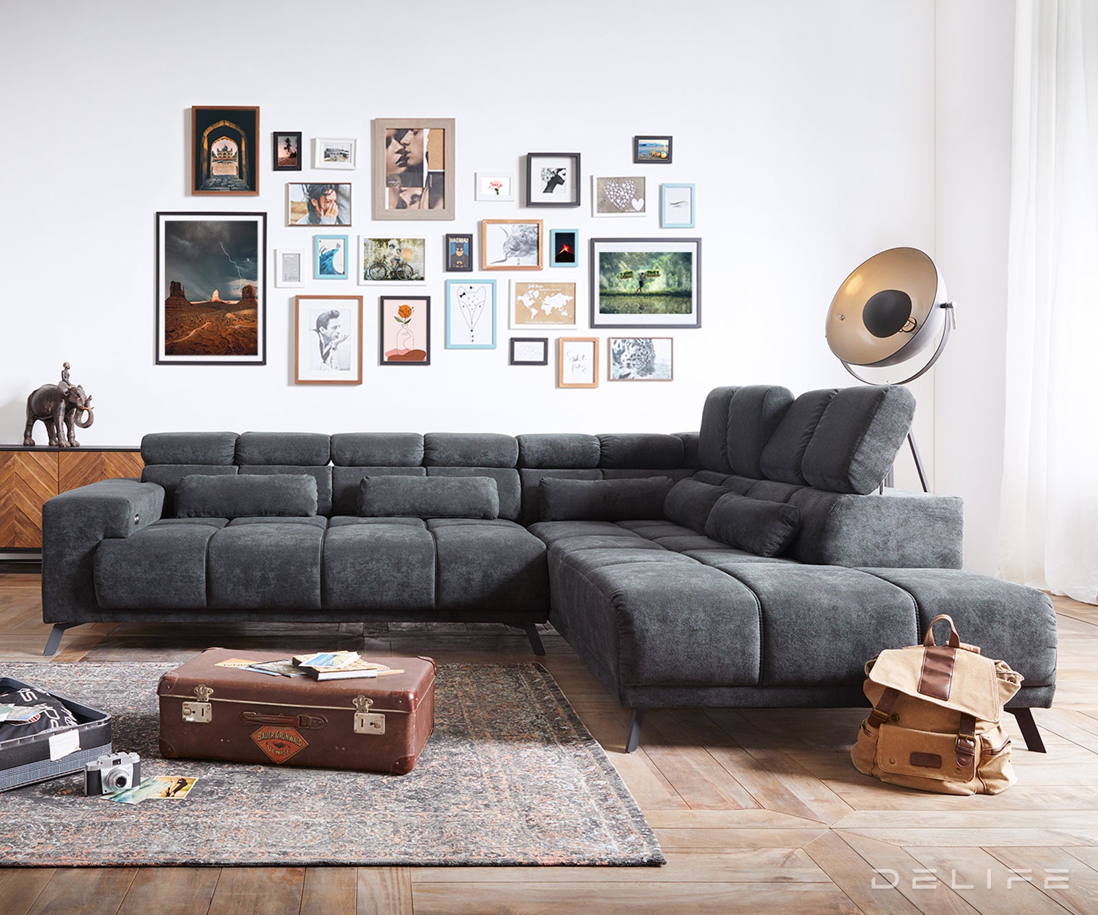 Kotna sedežna garnitura Catan 295x230cm, Material: Mikrofibra