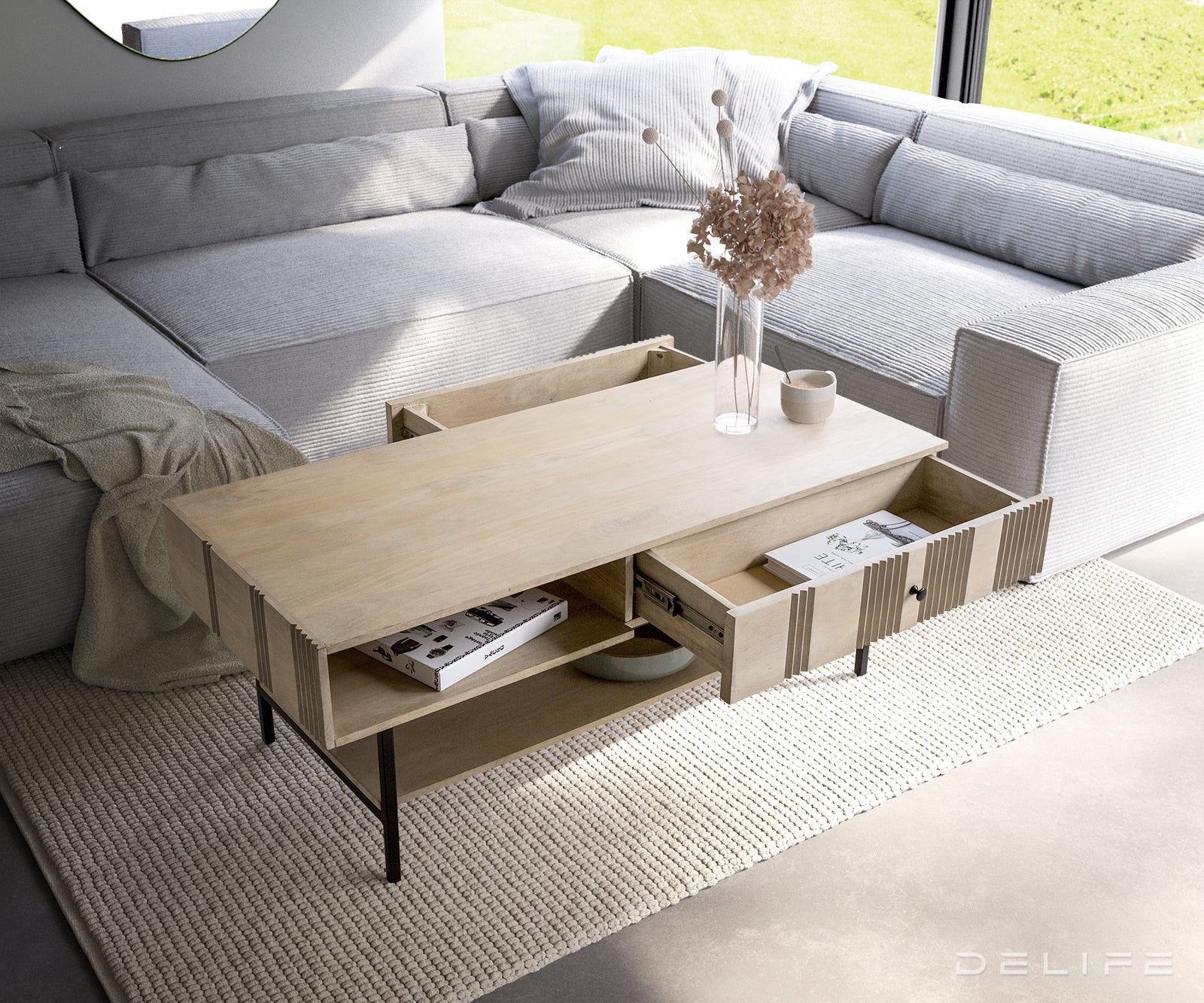 Klubska mizica Nereos 130x60x51cm, Material: Mango