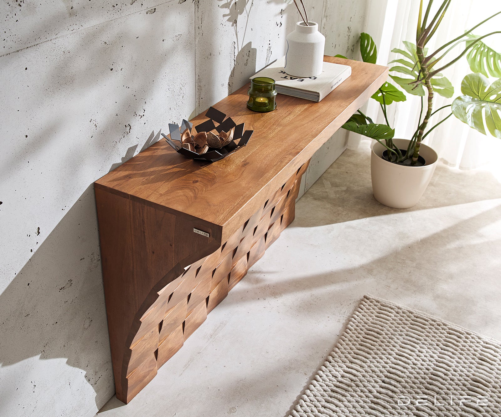 Konzola Eremos 120x35cm, Material: Akacija