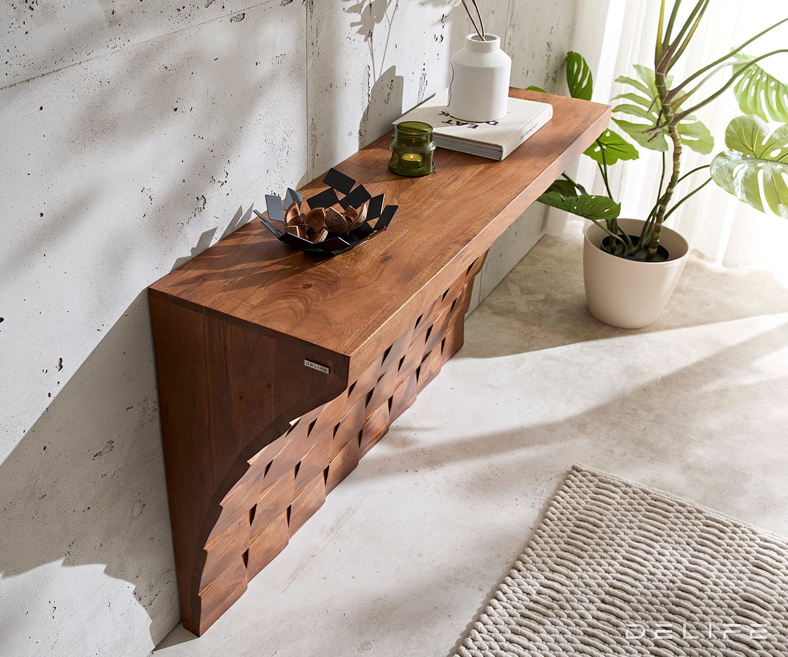 Konzola Eremos 120x35cm, Material: Akacija