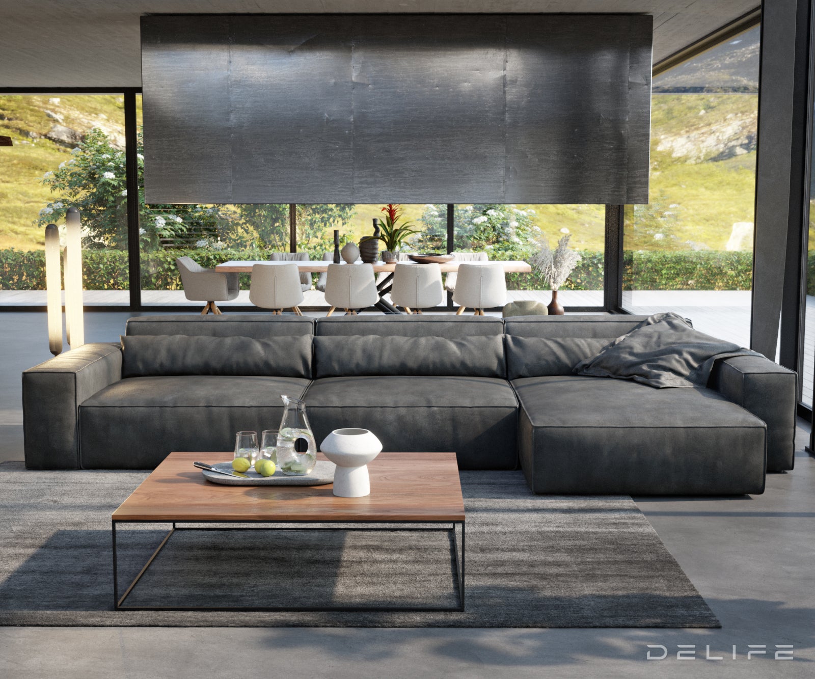 Kotna sedežna garnitura Sirpio XL 266x173cm, Material: Umetno usnje