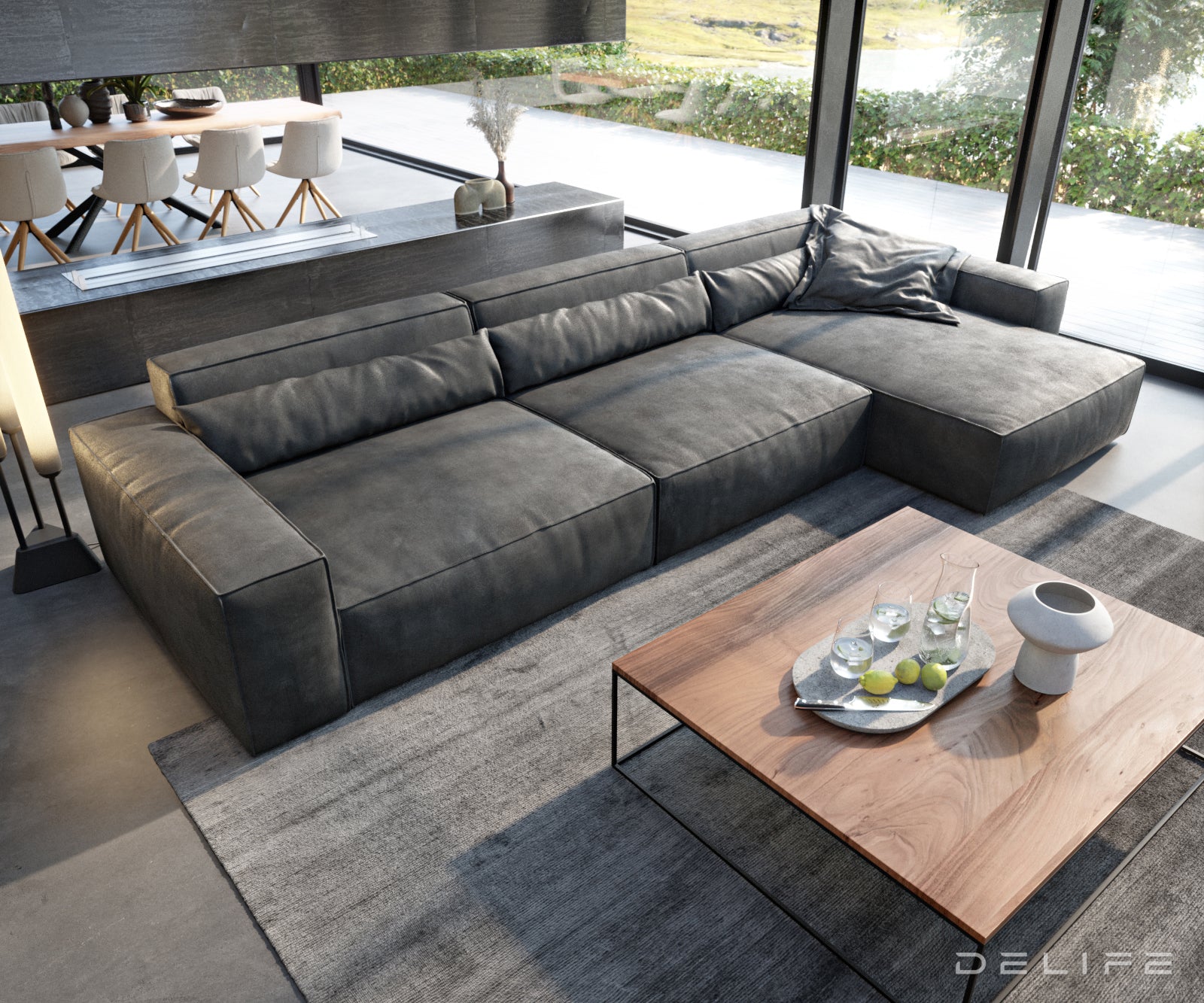 Kotna sedežna garnitura Sirpio XL 370x173cm, Material: Umetno usnje