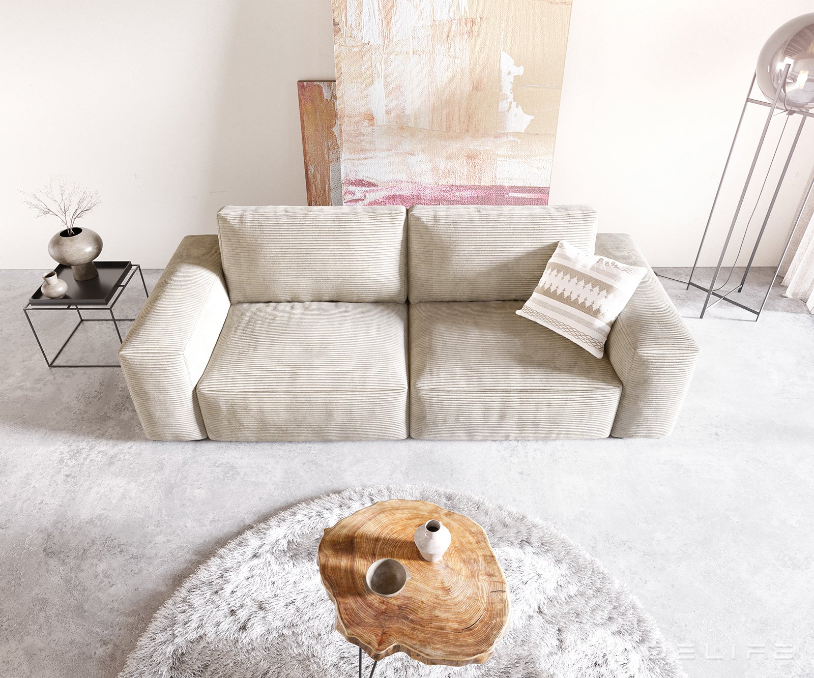 Kavč Lanzo XL 273x125cm, Material: Rebrasta tkanina