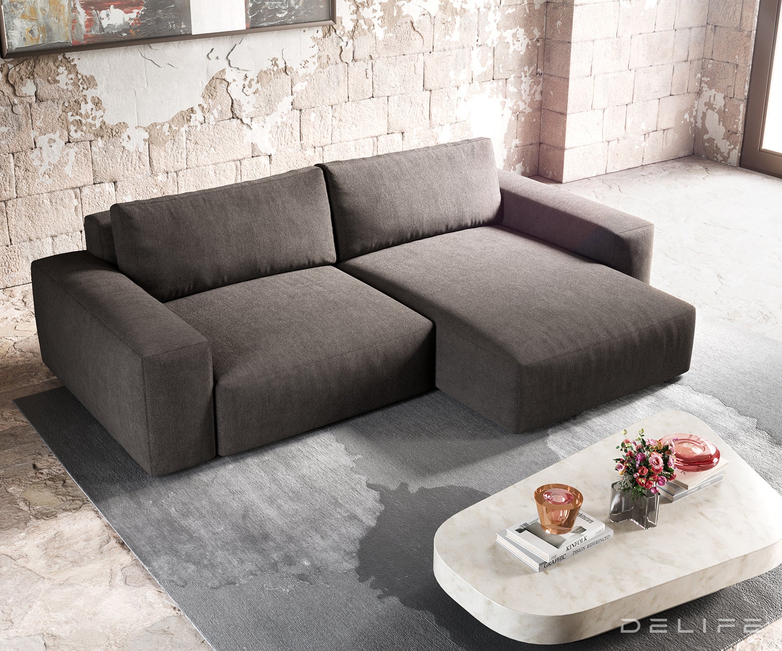 Kotna garnitura Lanzo XL 274x175x69cm, Material: Mikrofibra