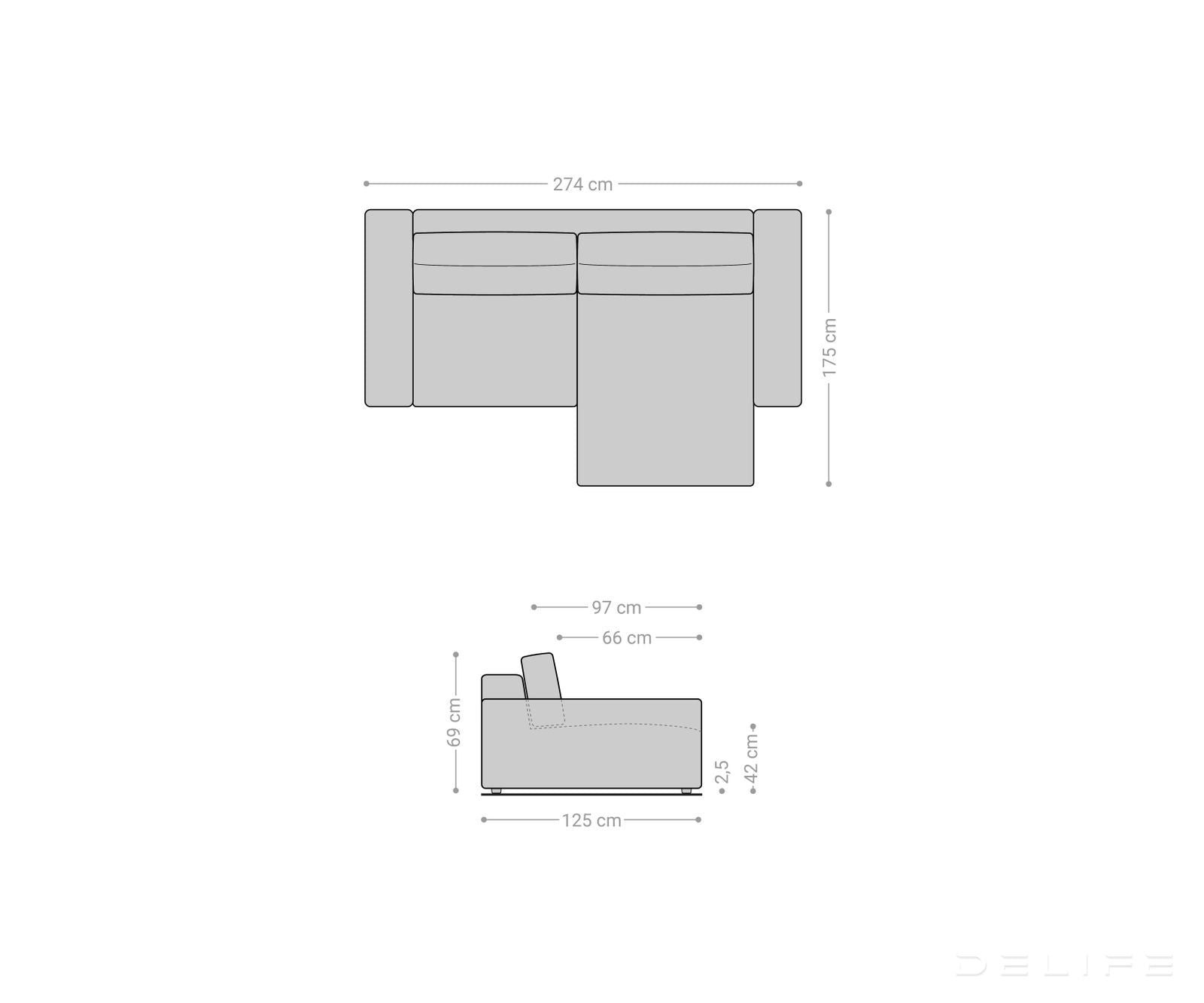 Kotna garnitura Lanzo XL 274x175x69cm, Material: Mikrofibra