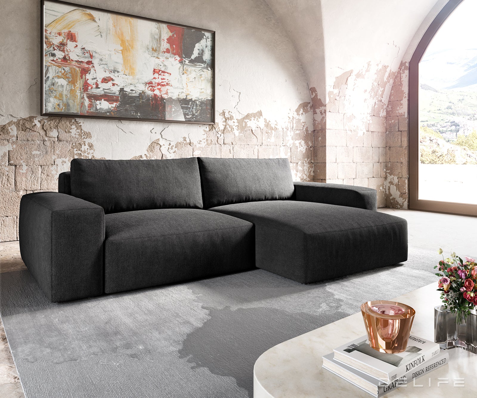 Kotna garnitura Lanzo XL 274x175x69cm, Material: Mikrofibra