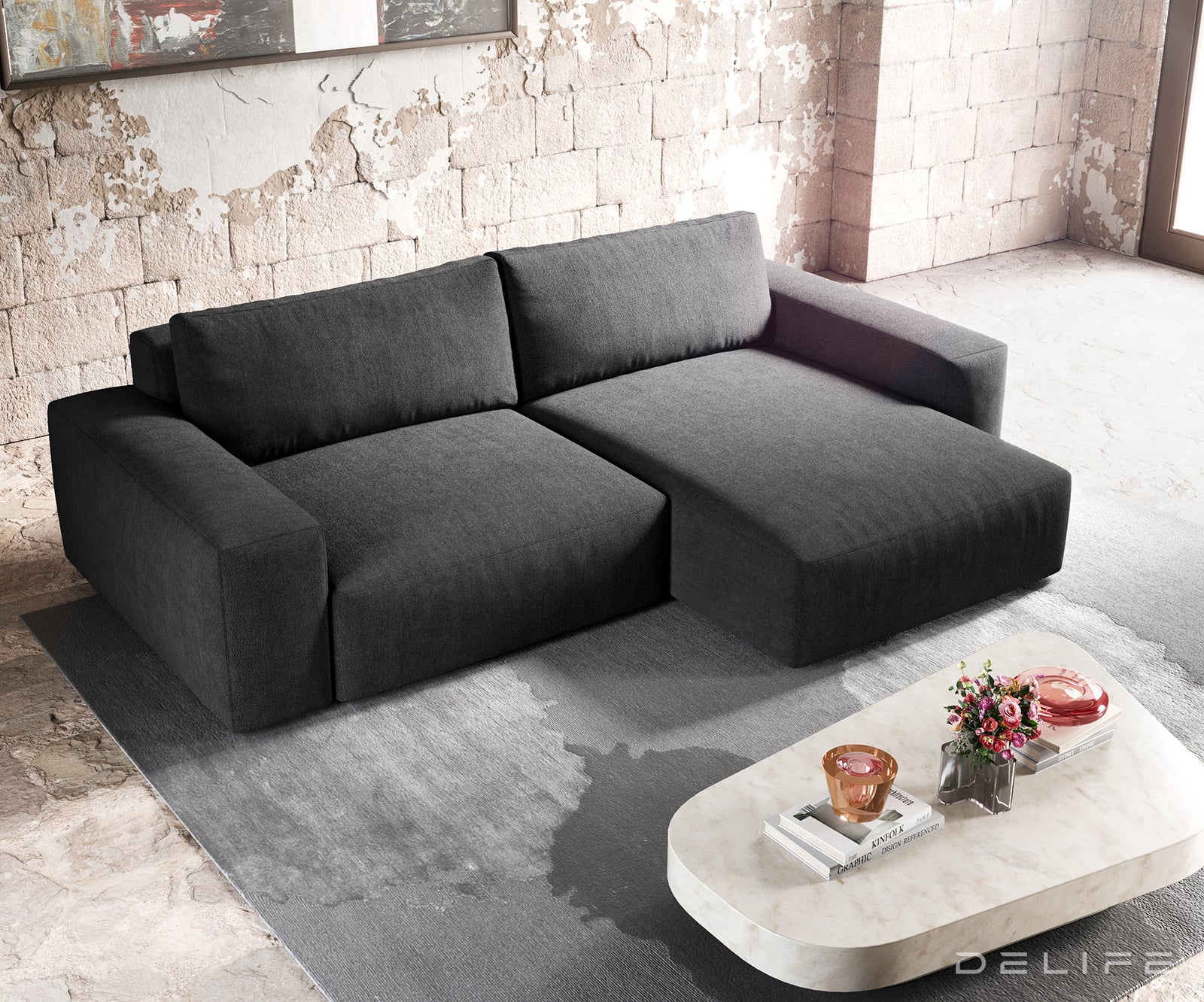 Kotna garnitura Lanzo XL 274x175x69cm, Material: Mikrofibra