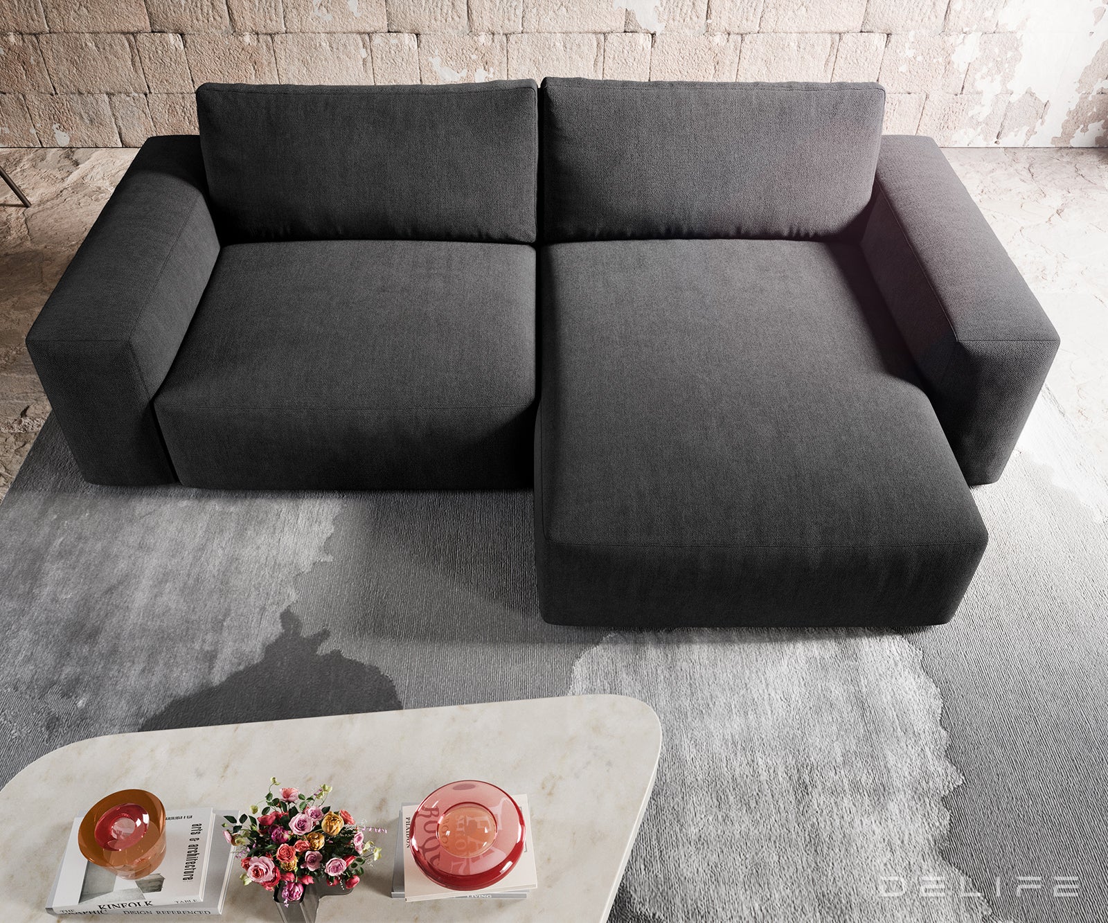 Kotna garnitura Lanzo XL 274x175x69cm, Material: Mikrofibra