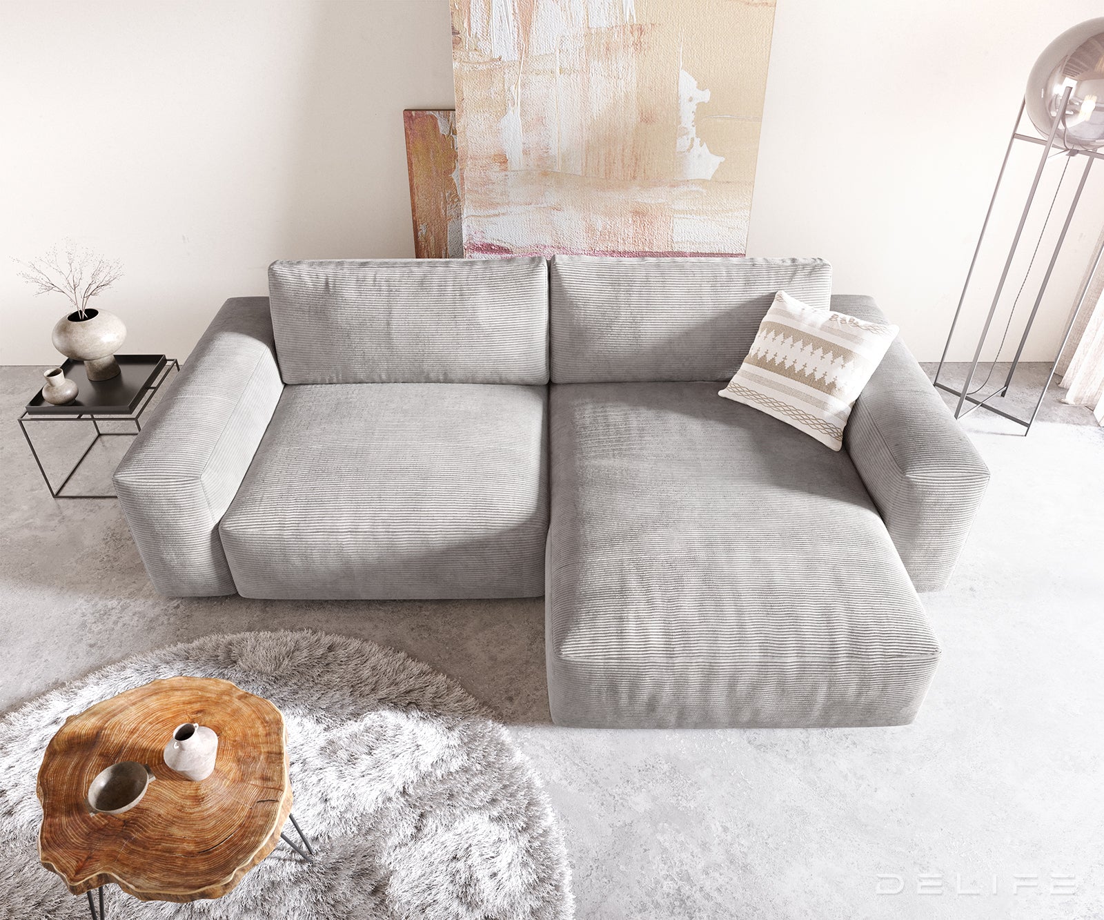 Kotna garnitura Lanzo XL 274x175cm, Material: Rebrasta tkanina