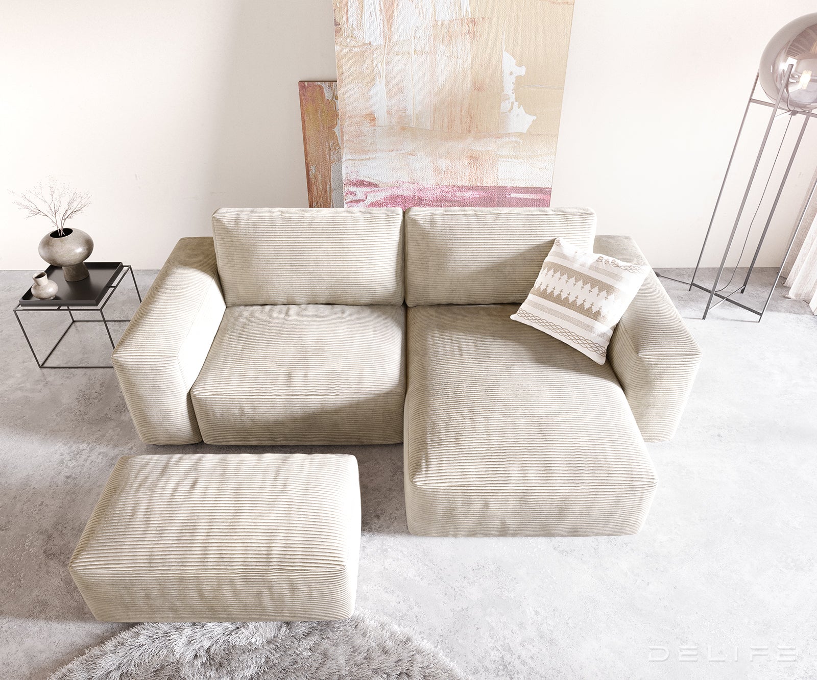 Kotna garnitura Lanzo L 257x156cm, Material: Rebrasta tkanina