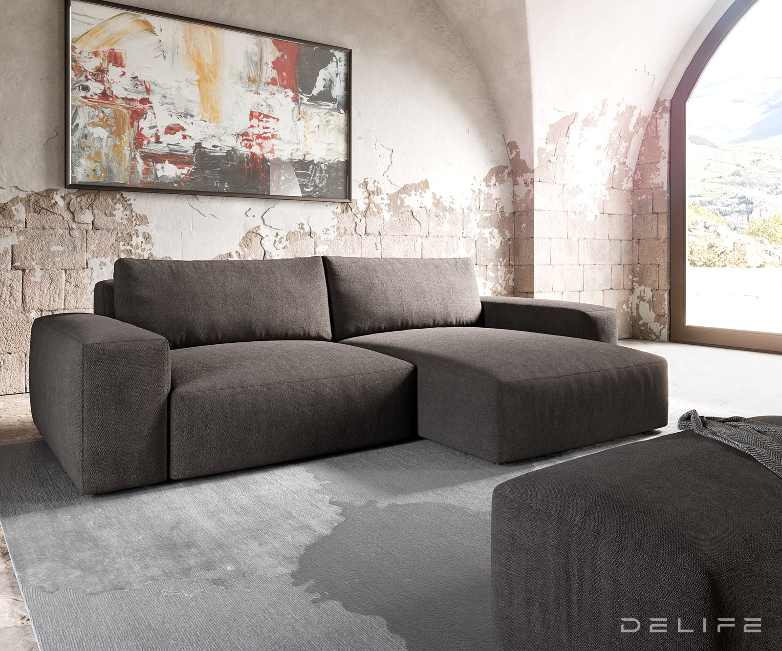 Kotna garnitura Lanzo XL 274x175x69cm, Material: Mikrofibra